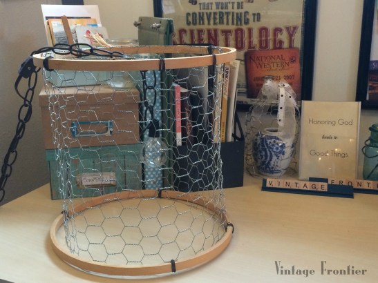 Chicken Wire and Embroidery Hoop Pendant Light