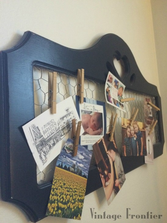 A great thrift shop up-cycle project using an old frame and some chicken wire.