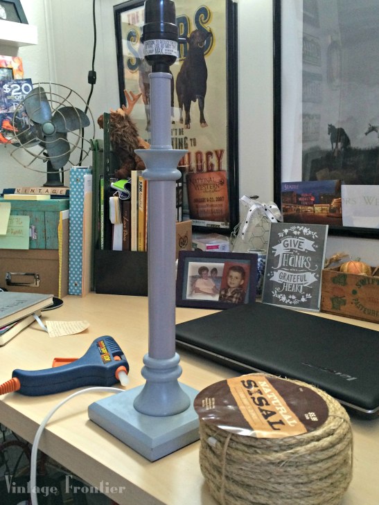 A little hot glue and some rope and any lamp can become a little more interesting.